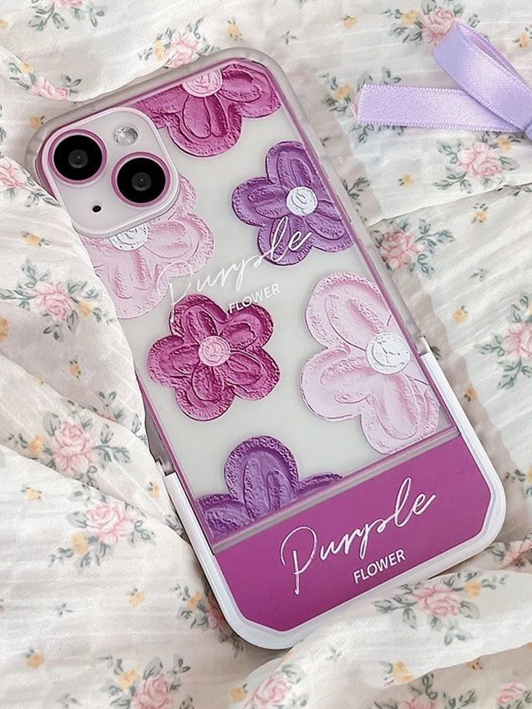 CASE CREATION Women Floral 3D Cute Creative Flower Cartoon Oil Painting Back Case