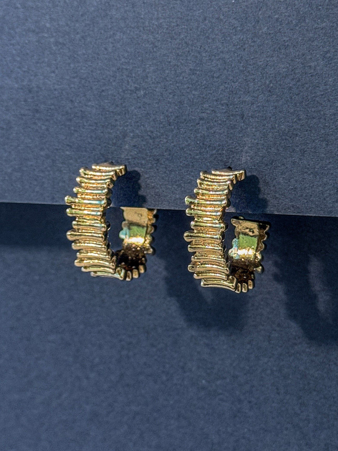 NAMAN ARTS Gold Plated Circular shaped Half Hoop Earrings