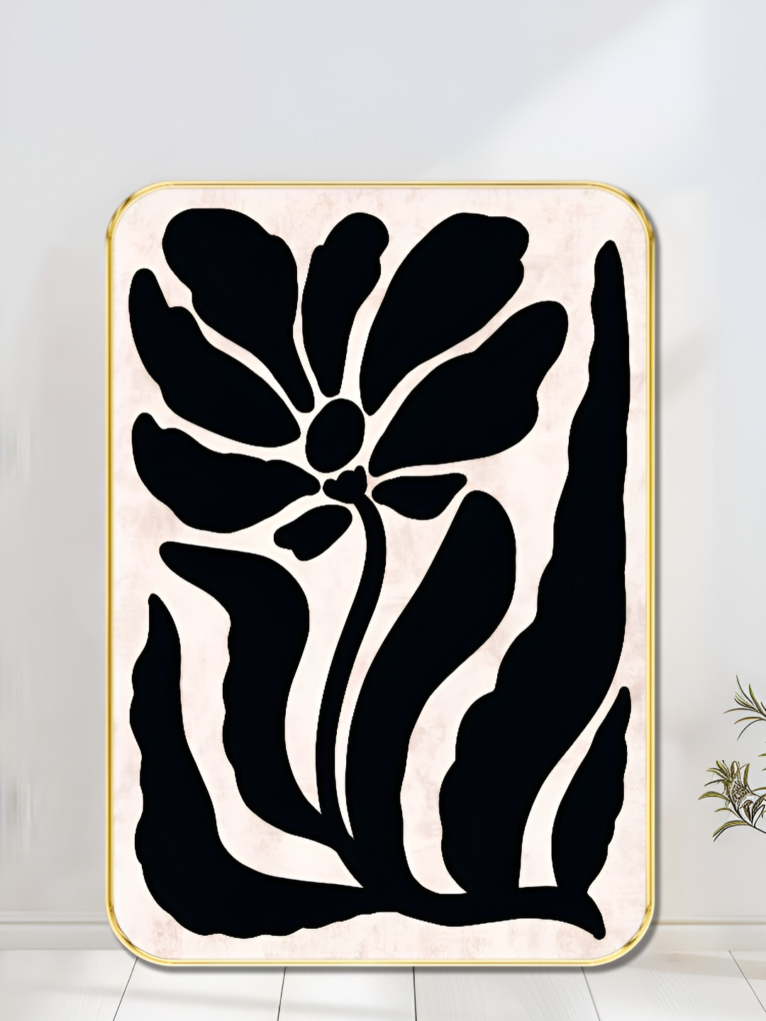 SAF Bold Botanic Silhouette Wood Wall Rectangle Paintings Wall Art - 24 x 18 In