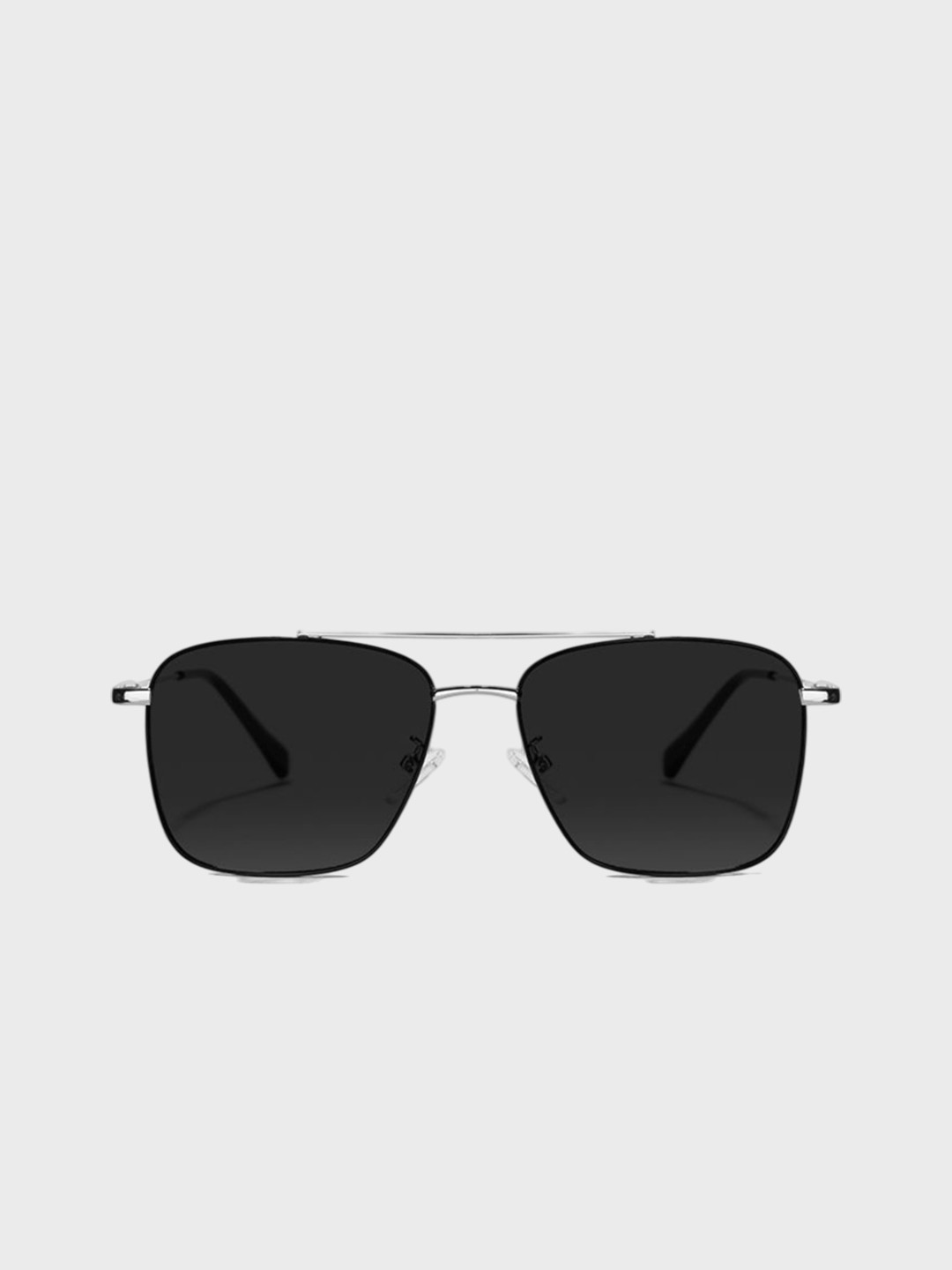 SAM & MARSHALL Unisex Sqaure Sunglasseses Metal UV Protection VEIN_SILVER_BLACK_BLACK_2937