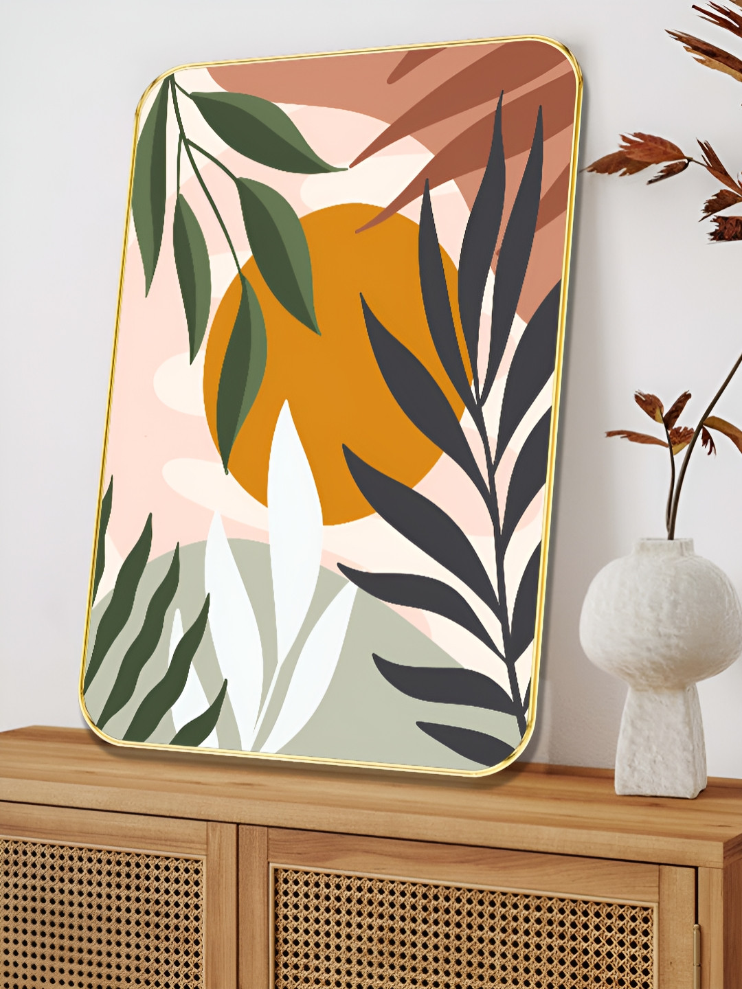 SAF Abstract Botanical Wood Rectangle Paintings Wall Art-18 x 24In