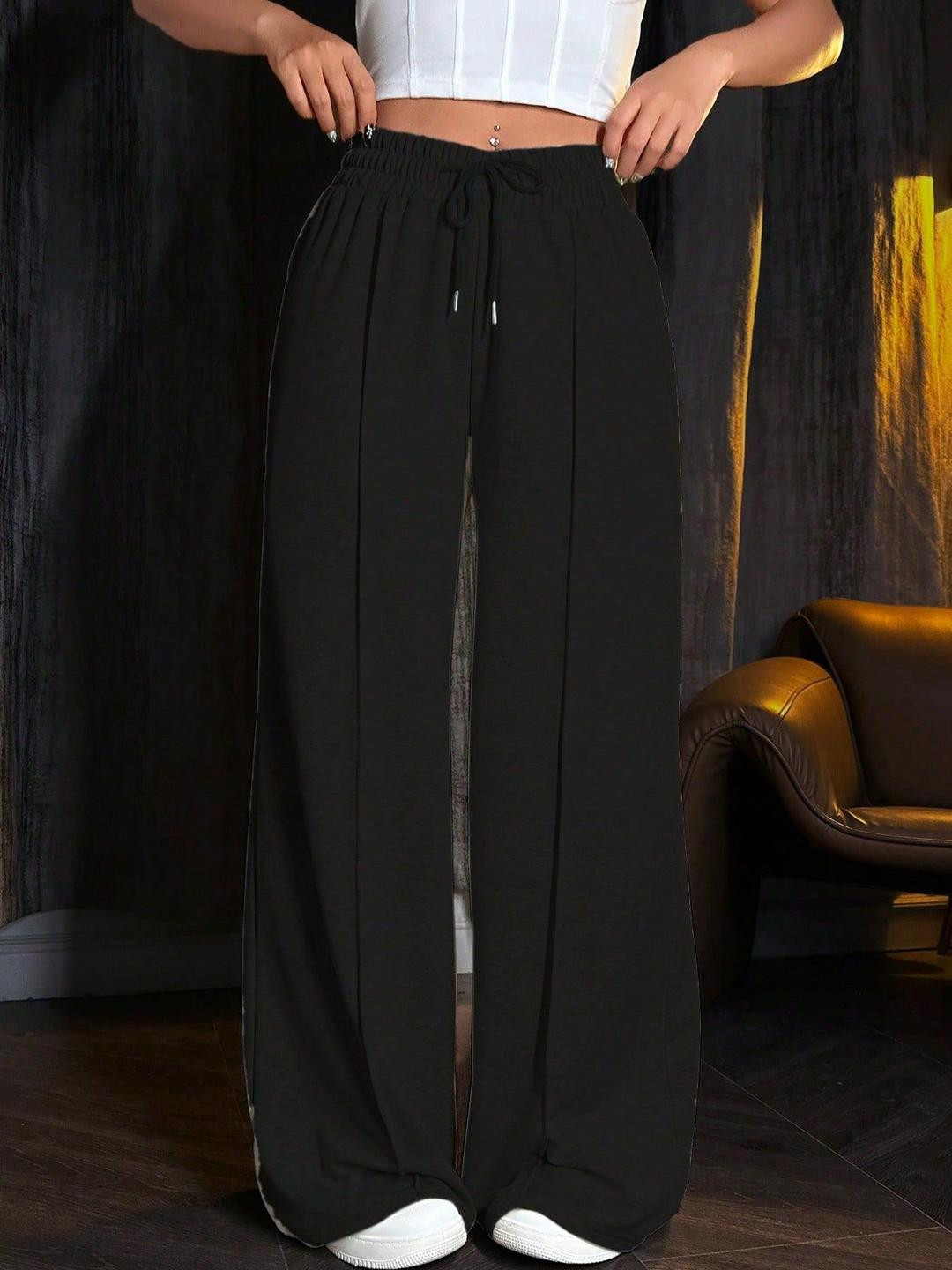 Imsa Moda Women Loose Fit High-Rise Trousers