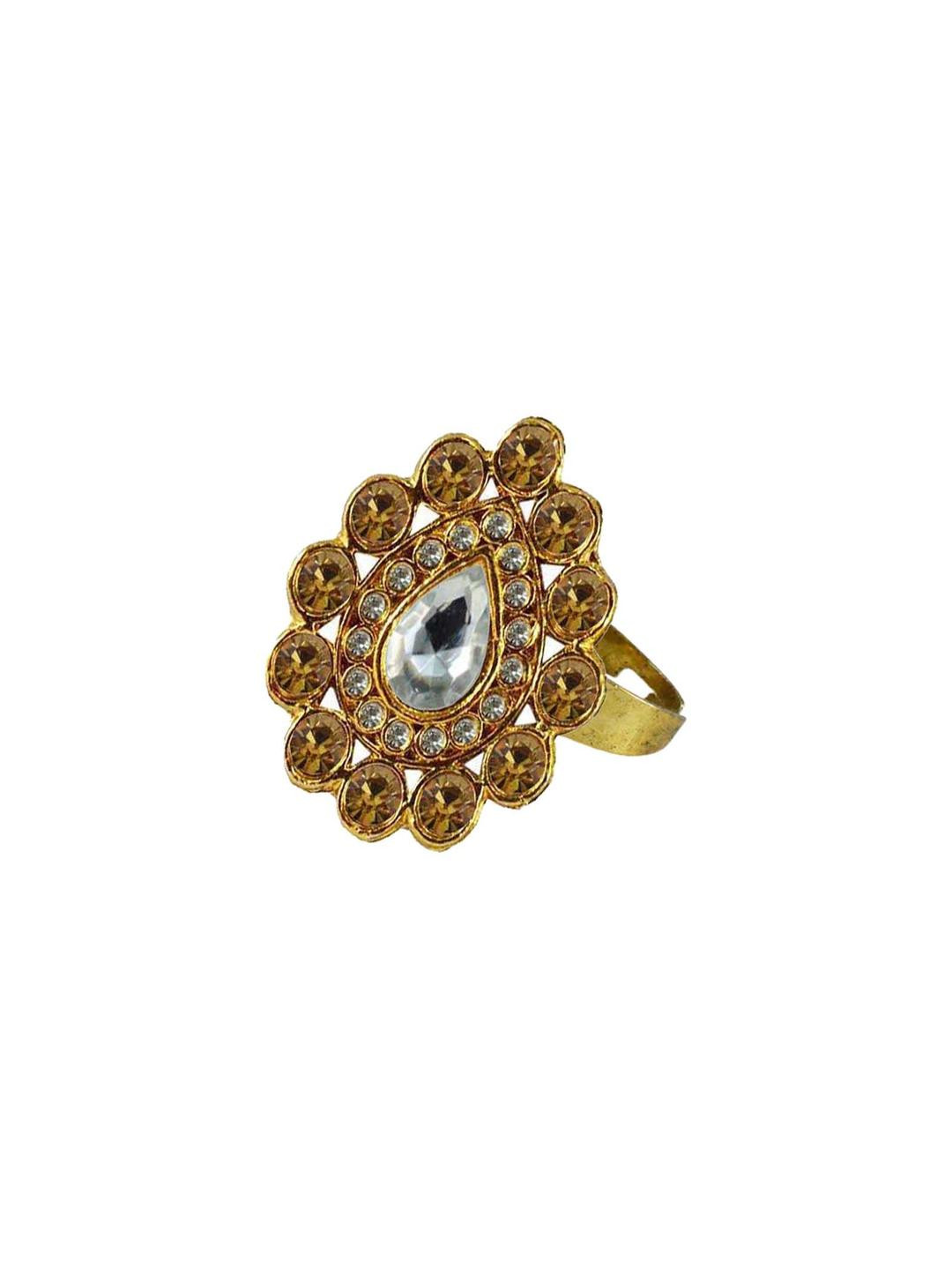 Vidhya Kangan Gold Plated Brass MultiStone Studed Ring