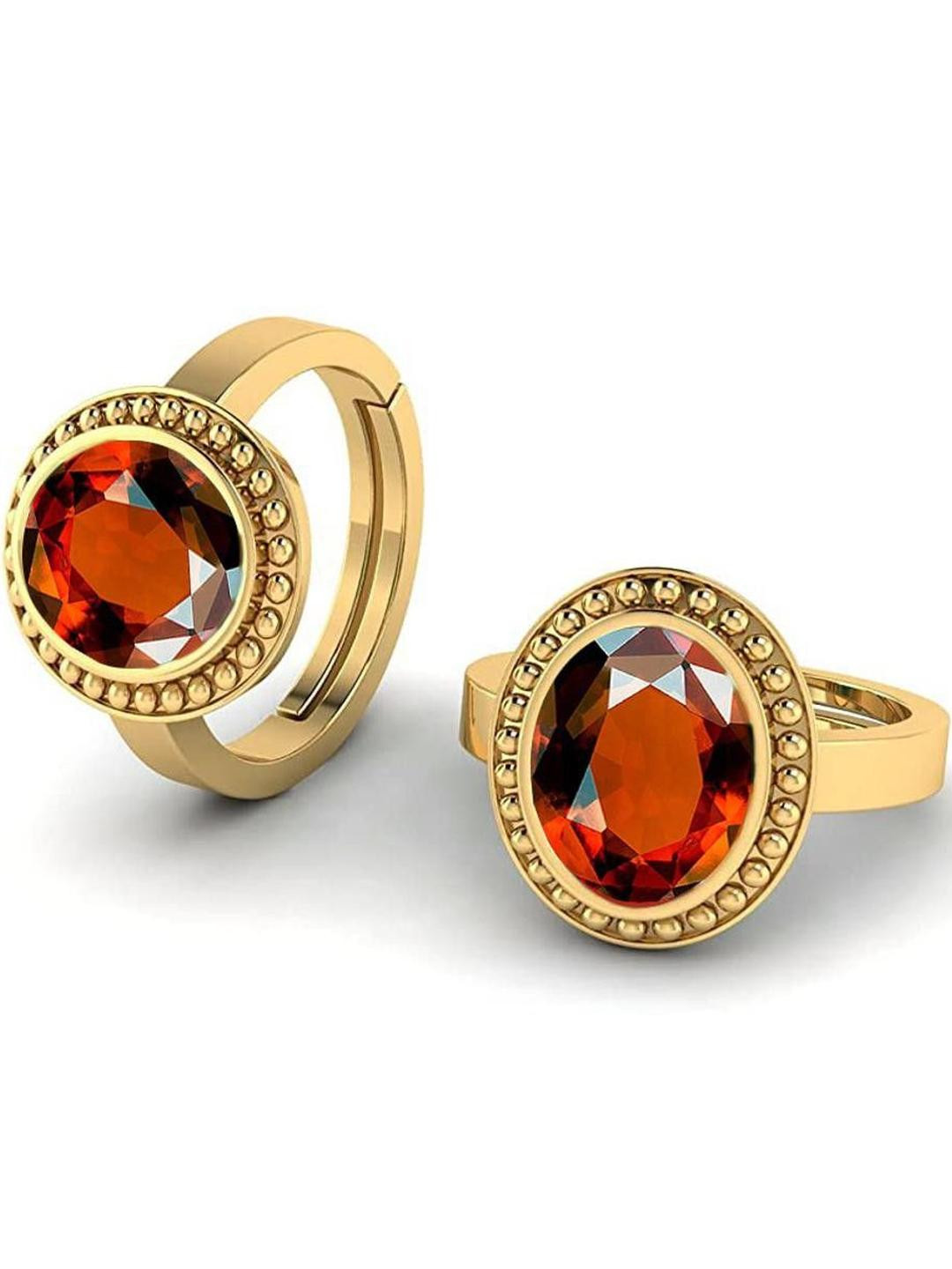 Sidharth Gems Unisex 11.25 Ratti Gomed Panchdhatu Gold Plated Ring