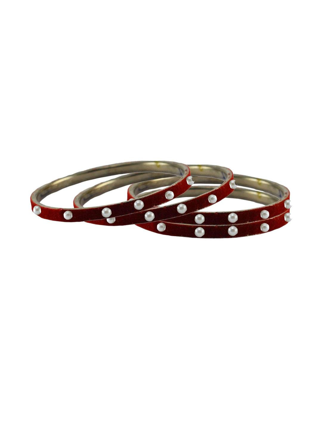 Vidhya Kangan Red Moti Stud Brass Bangle