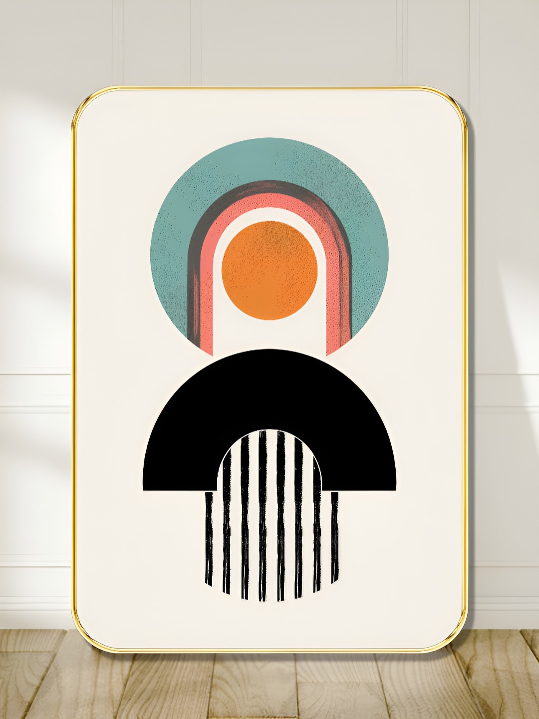 SAF White & Black Abstract Geometric Wooden Wall Art