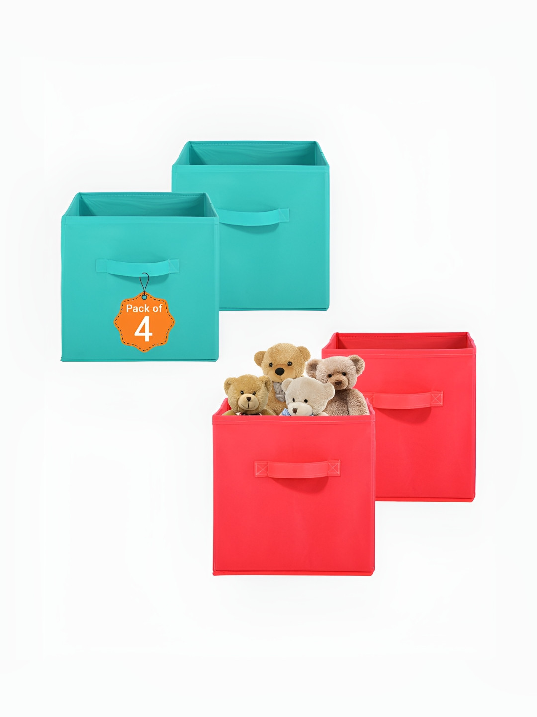 Aura Red & Green 4 Pieces Multi-Utility Storage Box Organisers