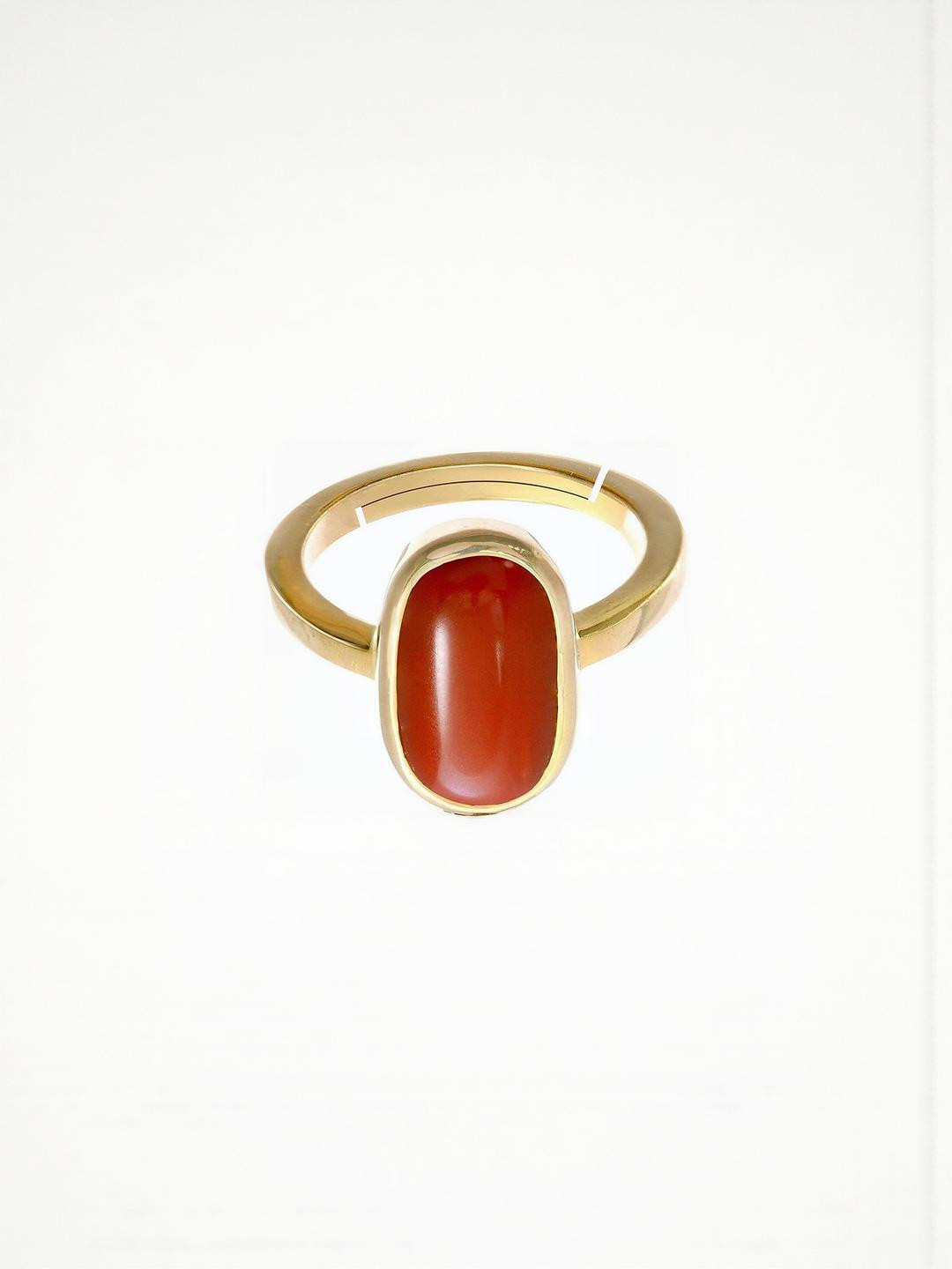 Sidharth Gems 7.25 Ratti 6.00 KT Coral Moonga silver Plated Adjustable Ring
