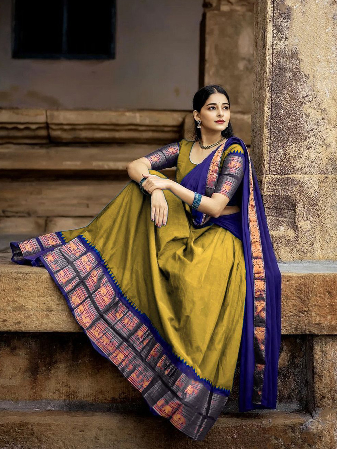 R K INFINITIVE Woven Design Zari Semi-Stitched Lehenga Choli With Dupatta