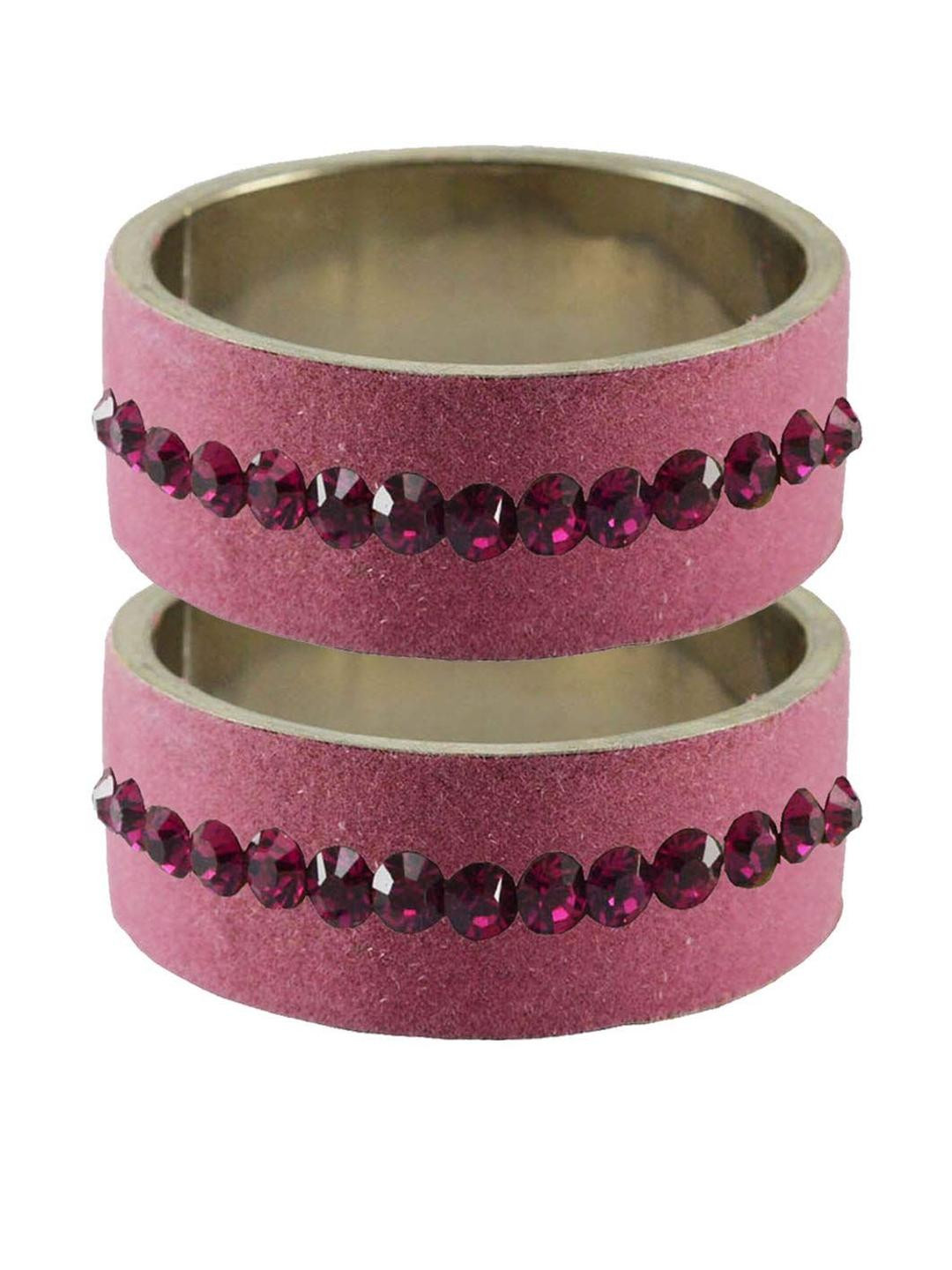 Vidhya Kangan Dark Pink Stone Stud Brass Bangle