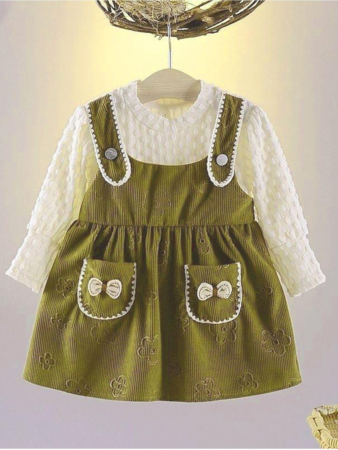 Bold N Elegant Lace Trim Corduroy Pinafore Dress