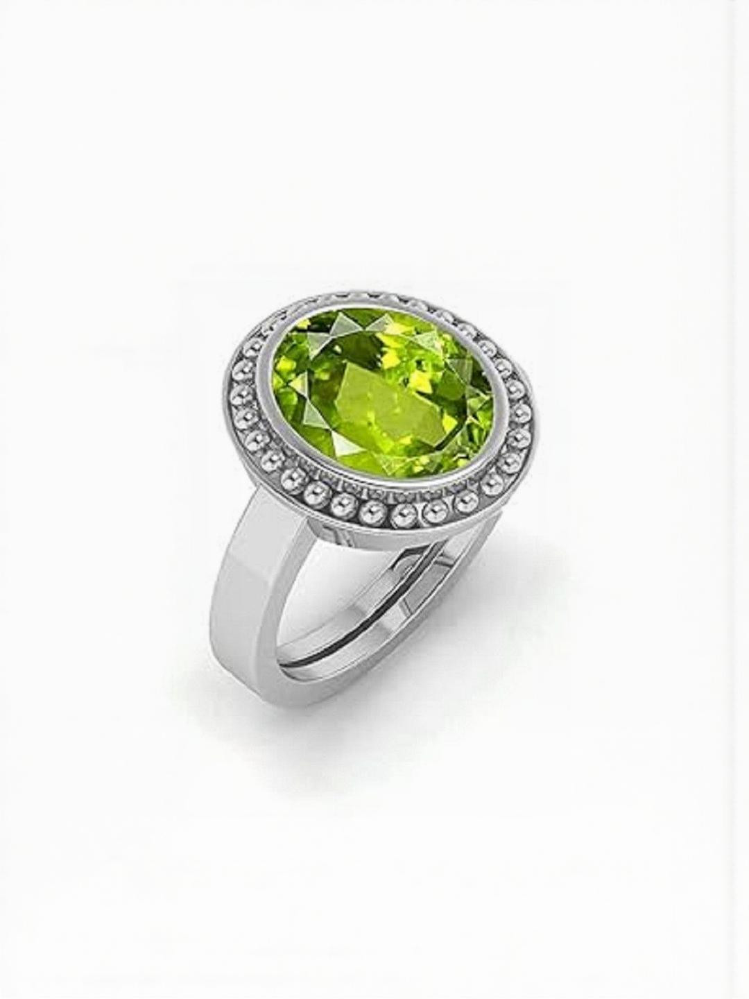 Sidharth Gems 11.25 Ratti 10.75 KT Green Peridot Gemstone Adjustable Finger Ring