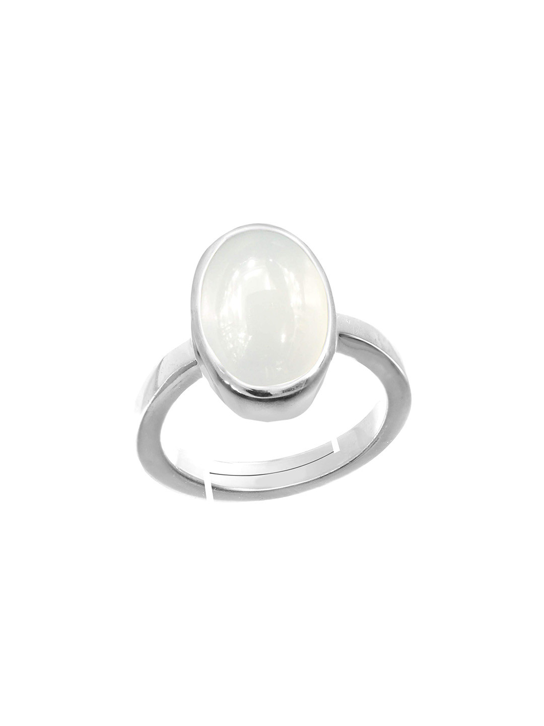 RRVGEM 12.25 Ratti Silver-Plated Unheated Untreated Rainbow Moon Stone Finger Ring