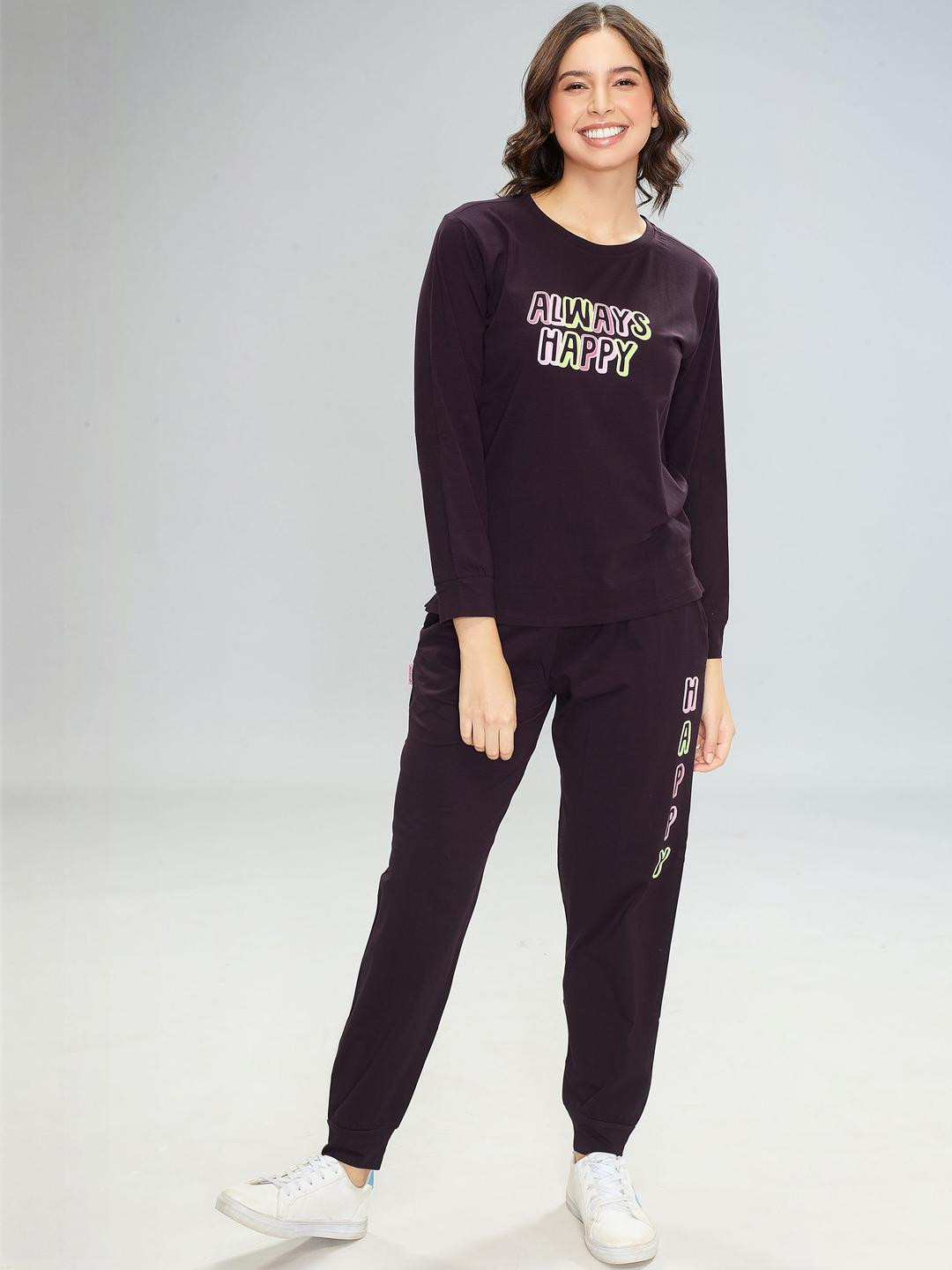 LOTIK Women Cotton Lycra Solid  Nightsuit & Tracksuit  Set