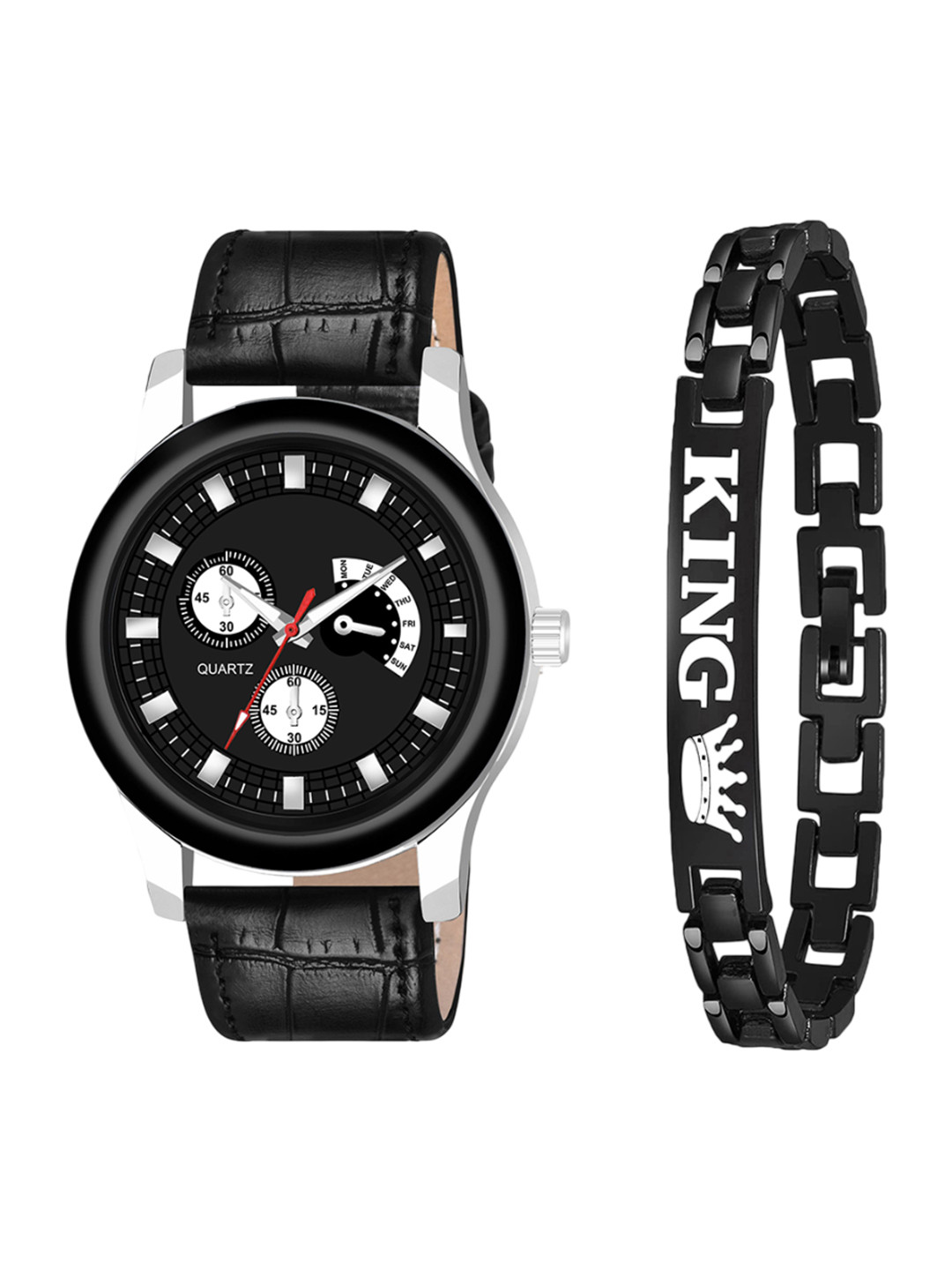 CSAMON Men Leather Bracelet Style Straps Analogue Watch B9050 BLKAeviyo Slilm L K