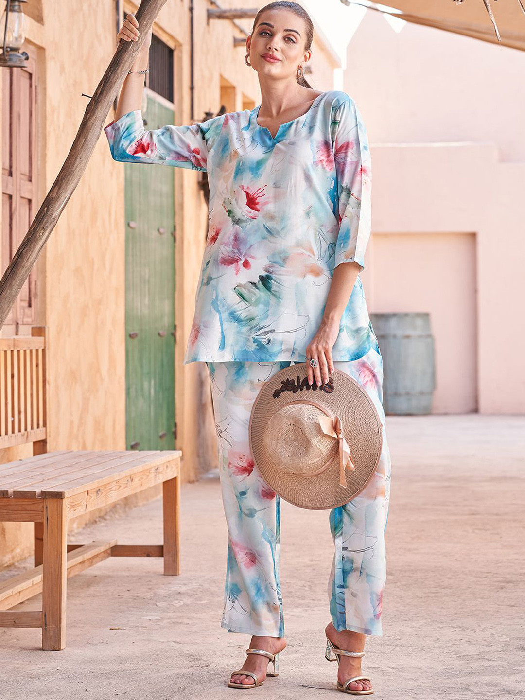 TITTLI Over All Floral Printed Tunic With Trousers Co-Ord