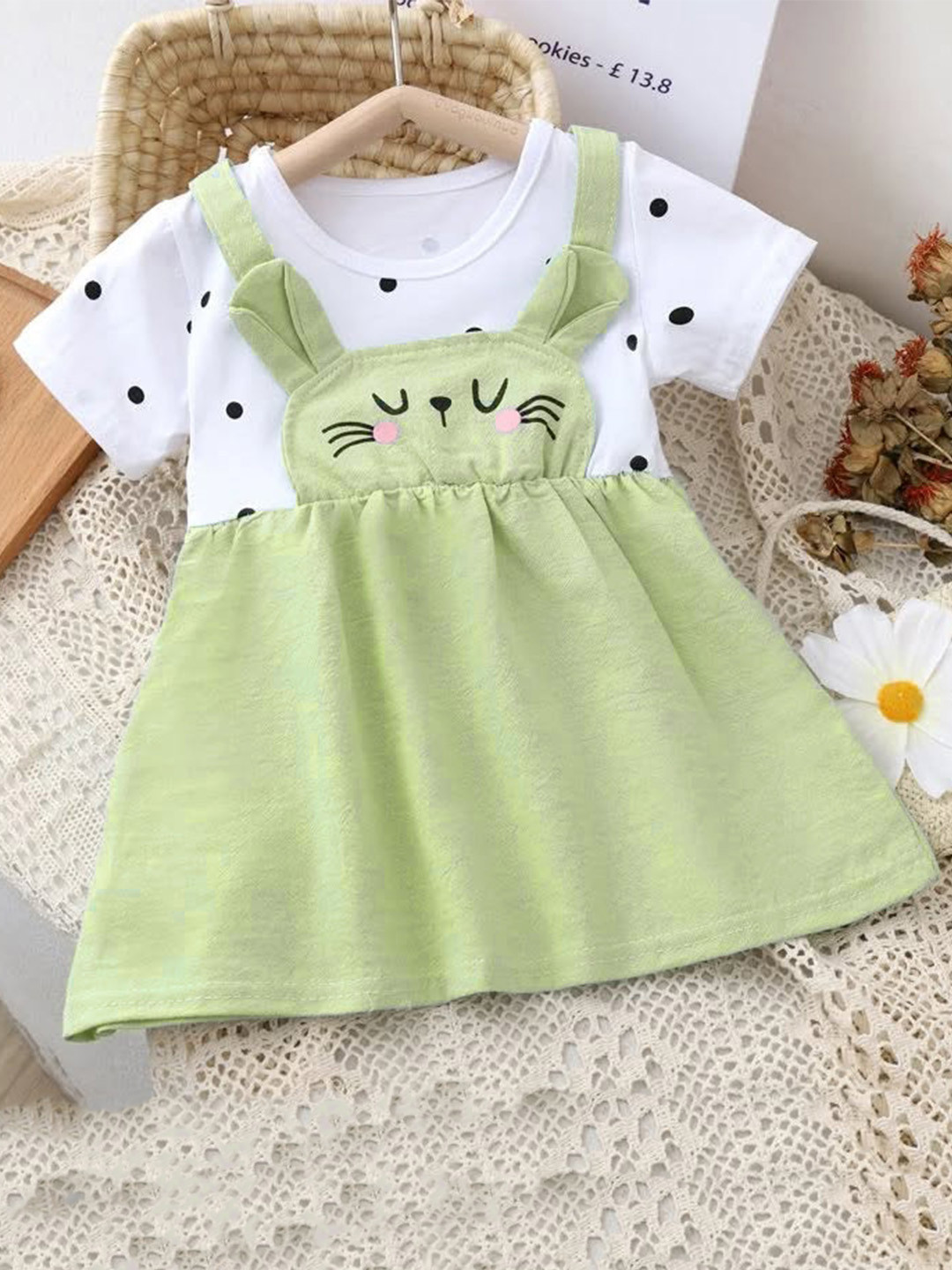 Bold N Elegant Polka Dot Cartoon Pinafore Dress