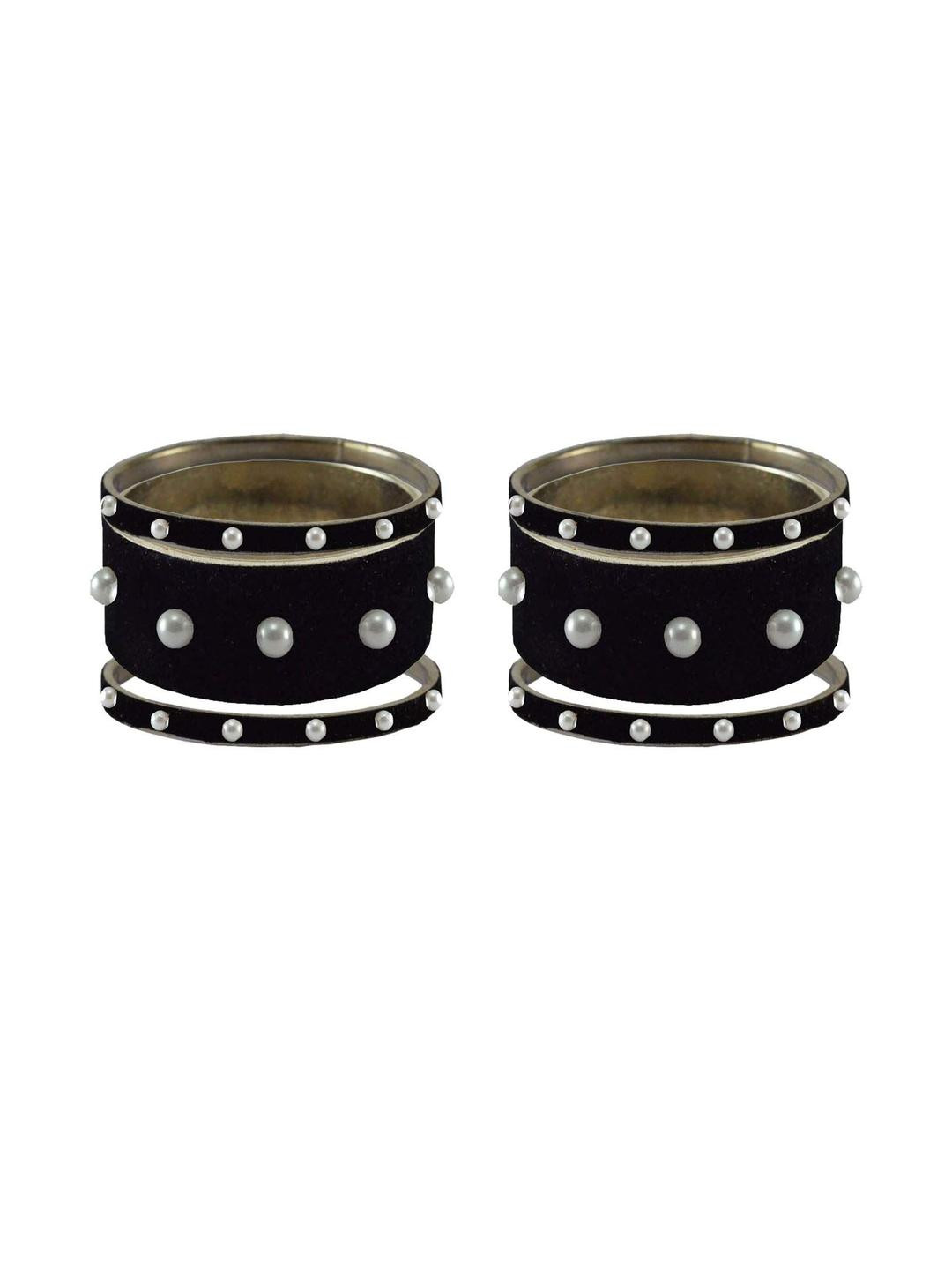 Vidhya Kangan Black Moti Stud Brass Bangle