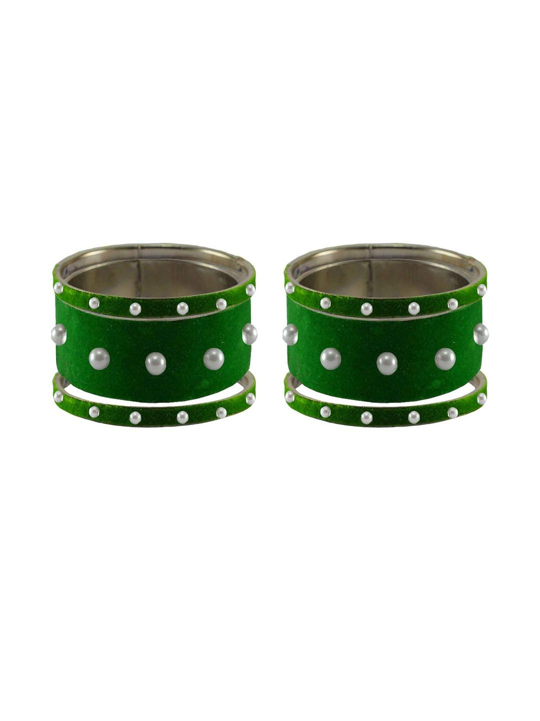 Vidhya Kangan Green Moti Stud Brass Bangle