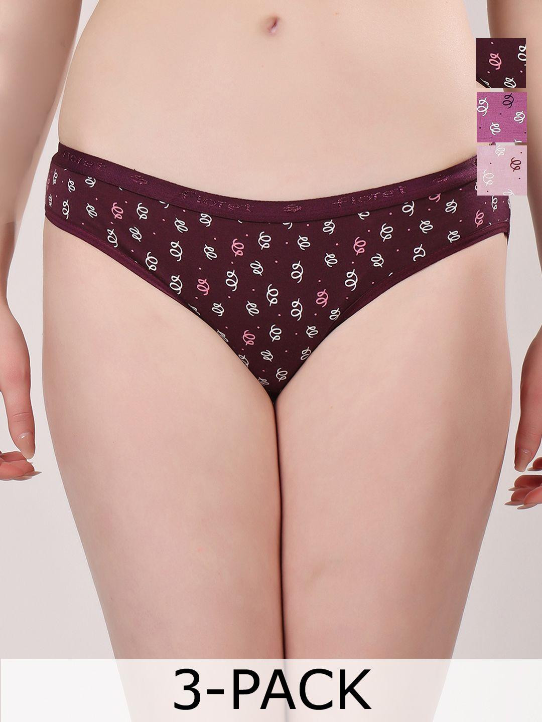 Floret Set Of 3 Bikini Mid-Rise Briefs