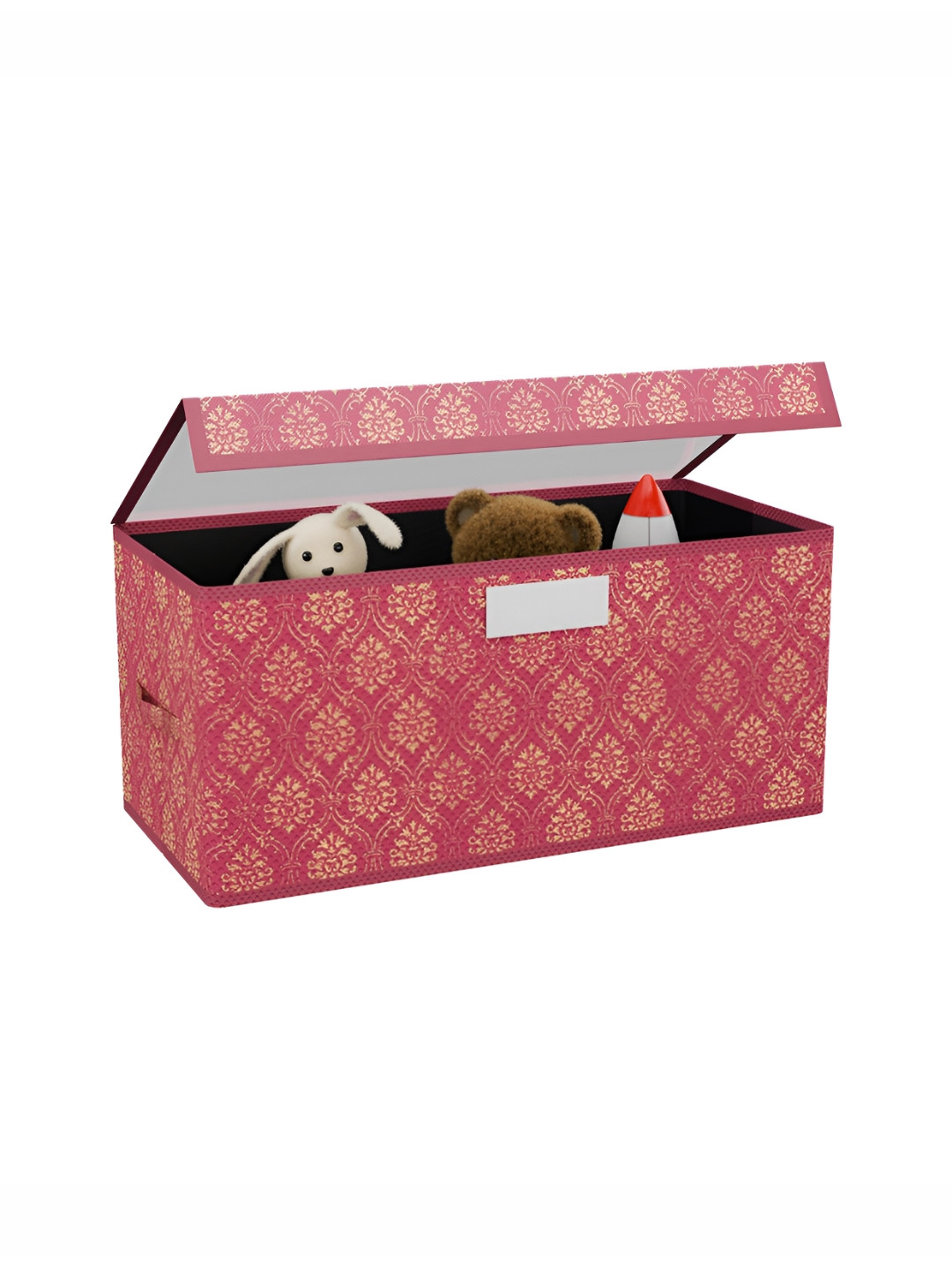 Aura Maroon & Gold Toned Printed Storage Box With Lid