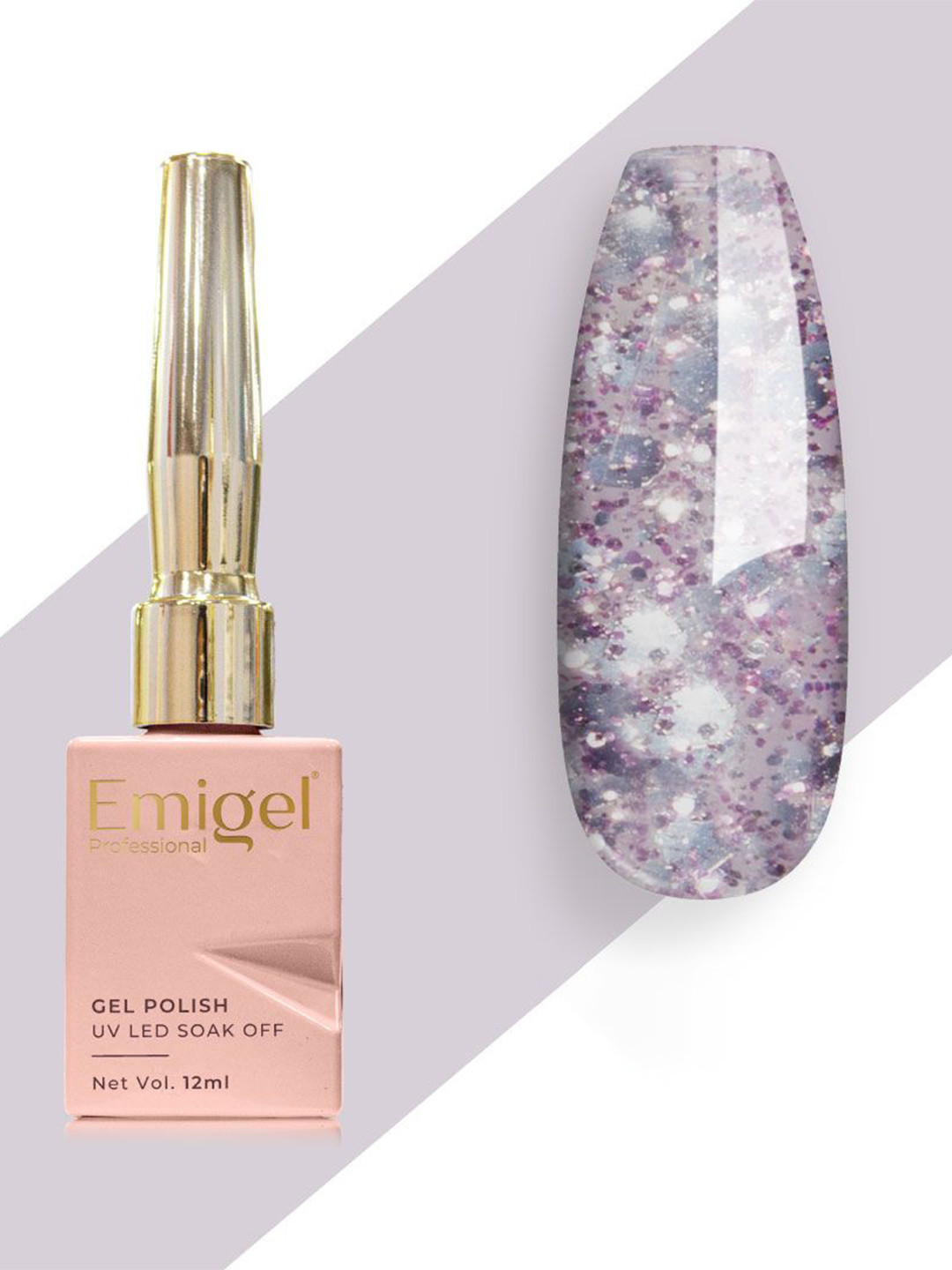 Emigel PROFESSIONAL High Shine UV LED Soak Off Gel Polish - 12 ml - Purple Silver E019