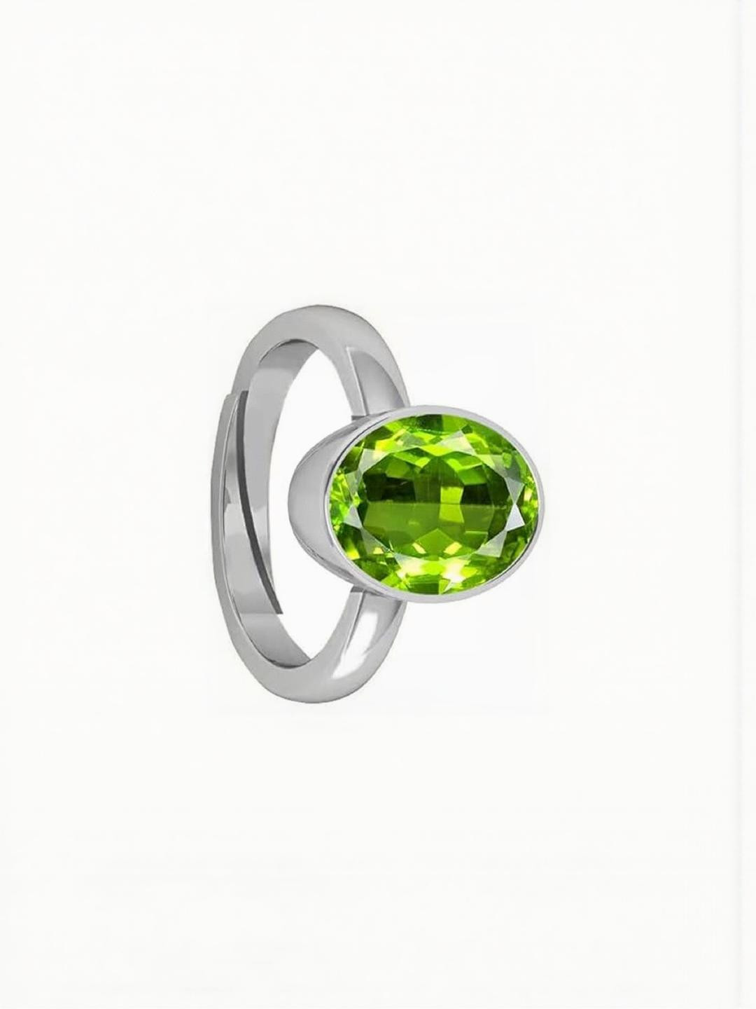 Sidharth Gems 13.00 Ratti 12.00 Crt Green Peridot Adjustable Ring