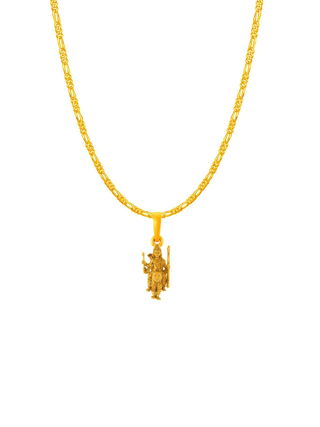 AKSHAT SAPPHIRE Men 925 Silver 22KT Gold-Plated Ayyappa Pendant with Figaro Chain
