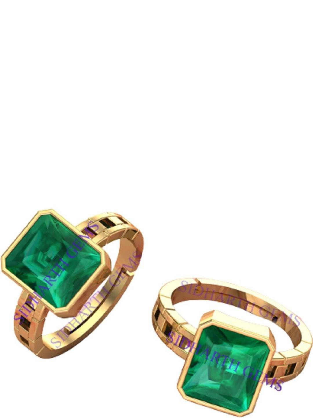 Sidharth Gems 13.25 KT Gold Plated Emerald Panchdhatu Ring