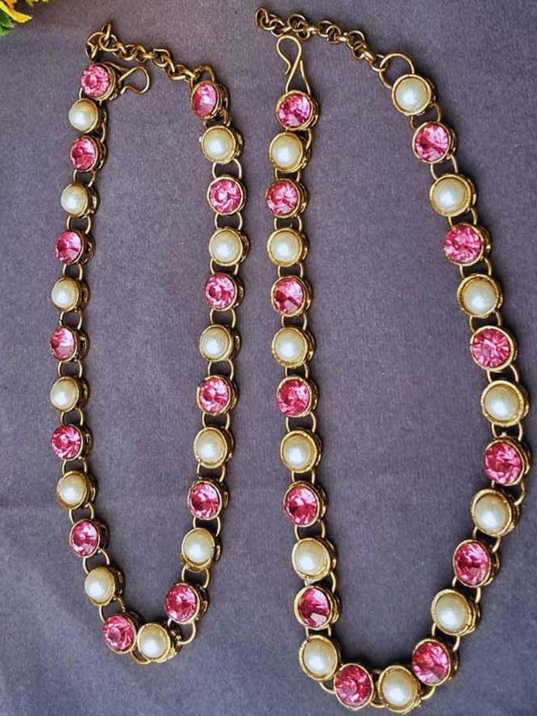 Vidhya Kangan Pack Of 2 Multi Stone Stud Brass Anklet