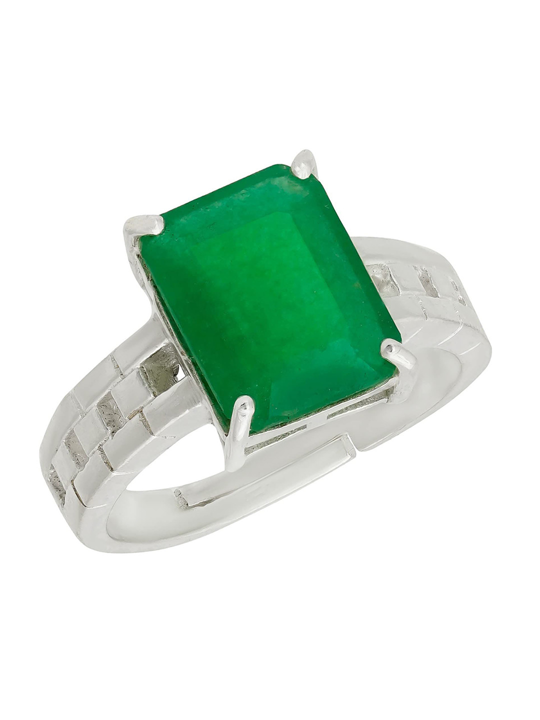 RSPR 4.25 Ratti 3.60 Carat Panna Emerald Stone-Studded Finger Ring