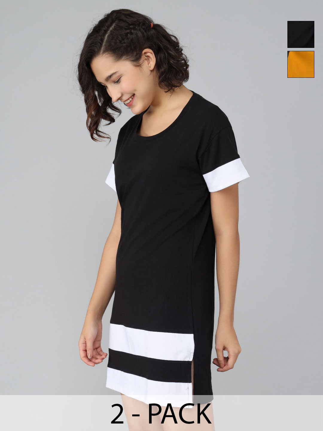 Christy World Women Geometric Print long T-shirt (pack of 2 )
