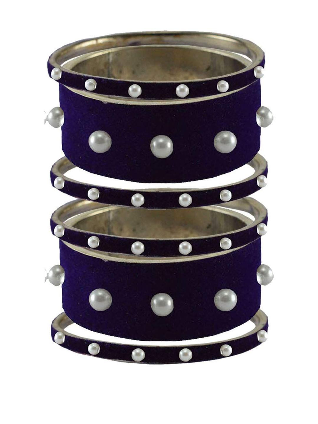 Vidhya Kangan Blue Moti Stud Brass Bangle
