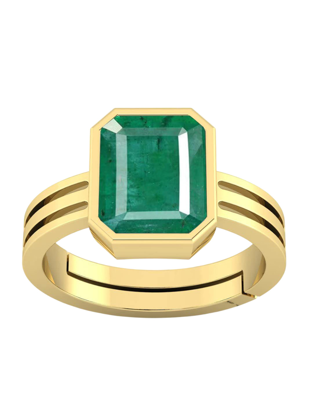RSPR 13.25 Ratti 12.62 Carat Emerald Panna Gemstone-Studded Finger Ring