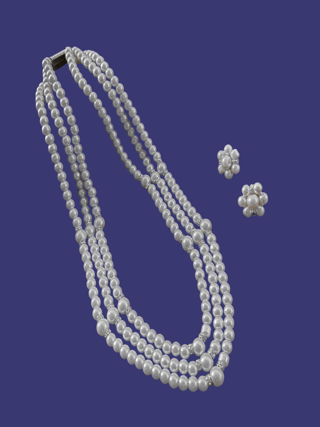 KASHVI PEARLS AND JEWELLERS Brass Silver-Plated Jewellery Set