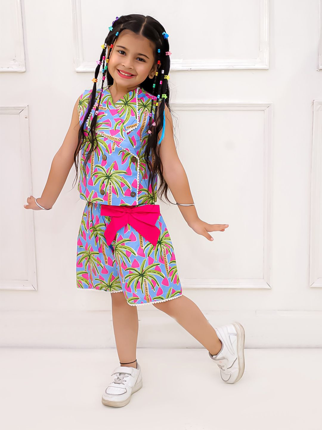 KID1 Girls Coconut Cuties Printed Pure Cotton Top With Shorts