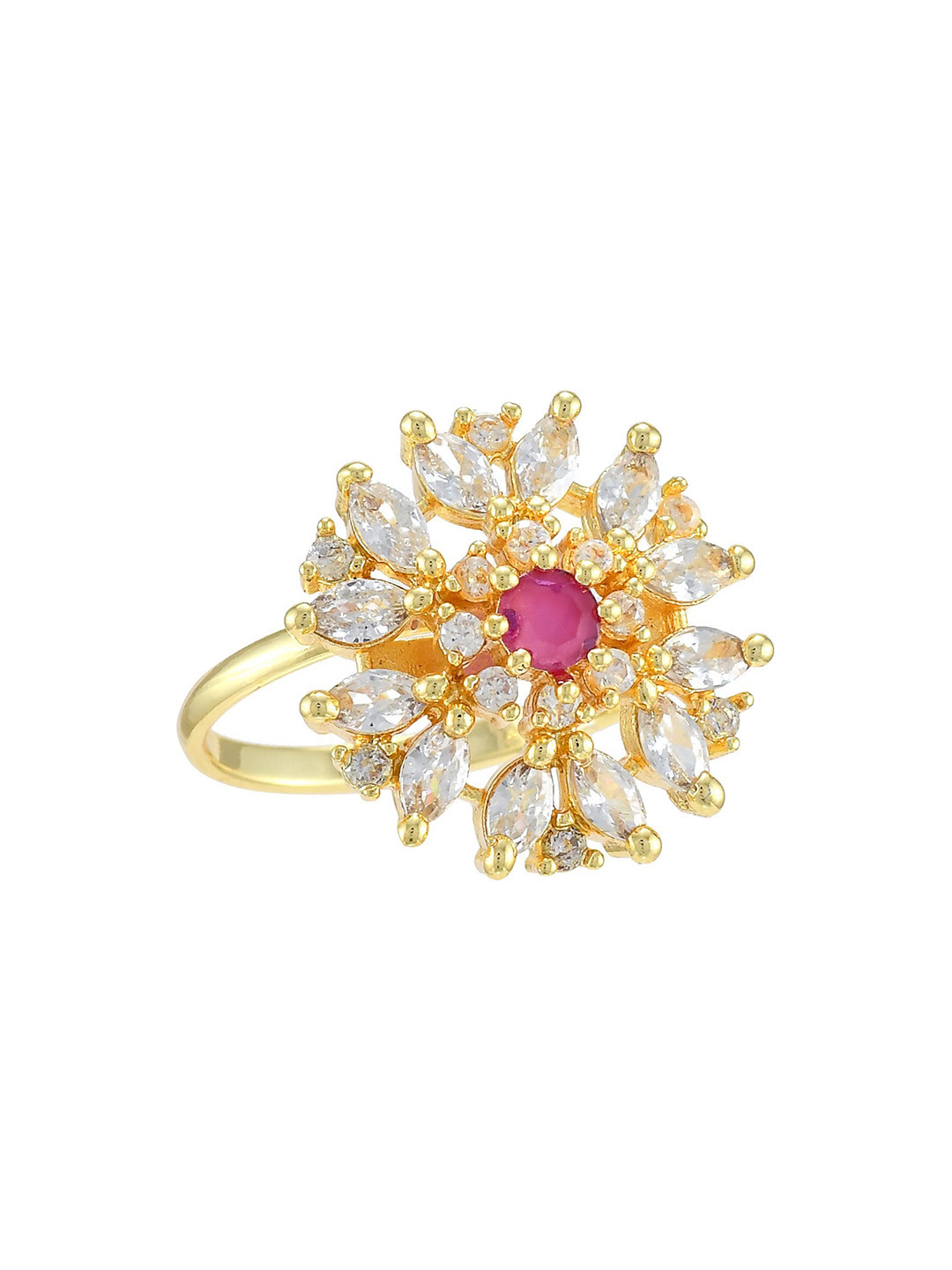 CHARMS Charms Partywear Designer Collection Alloy Cubic Zirconia Gold Plated Ring