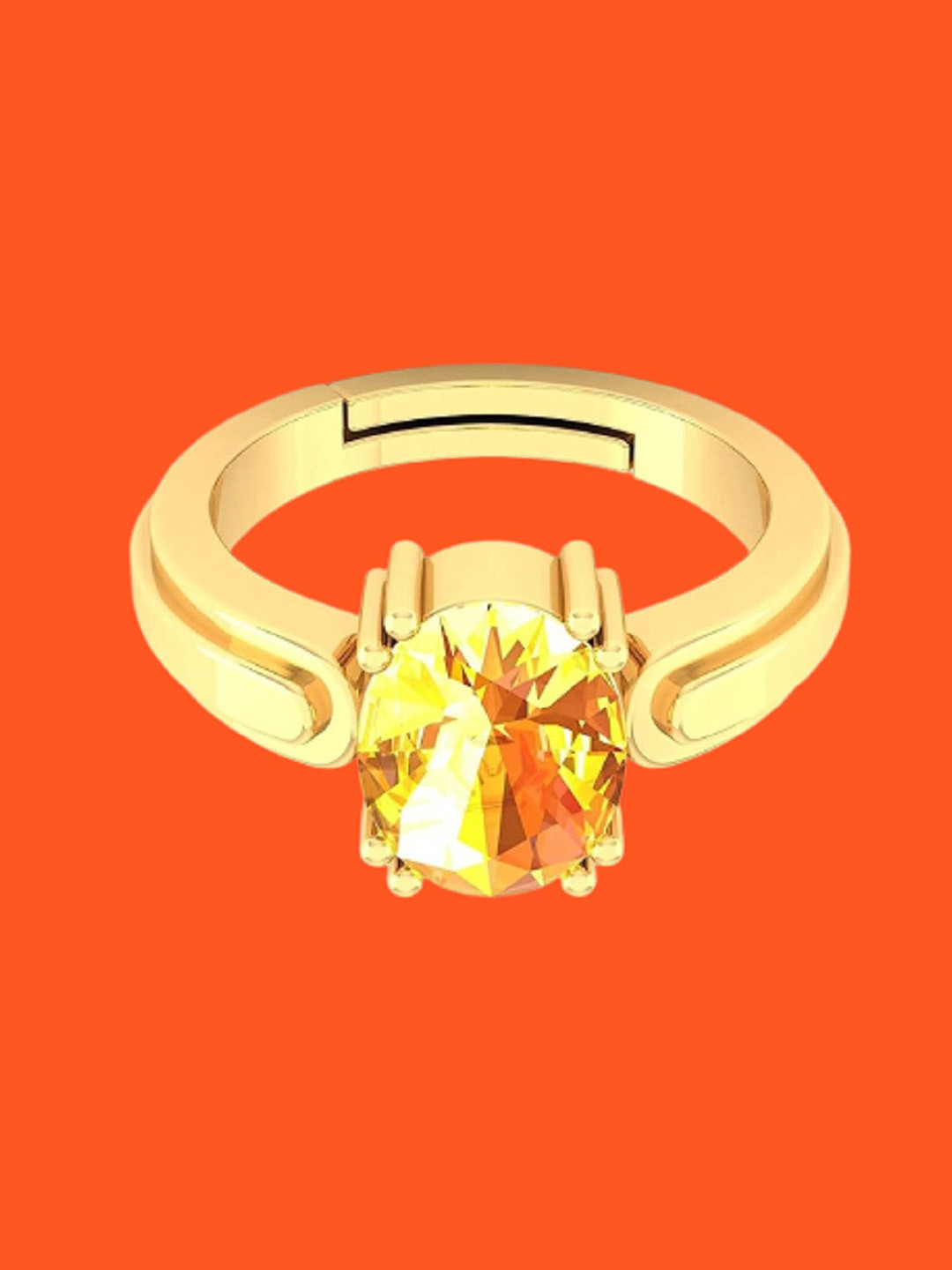 Sidharth Gems 12.25 KT11.00 KT Yellow Sapphire Ceylon Mined Gemstone Brass Ring