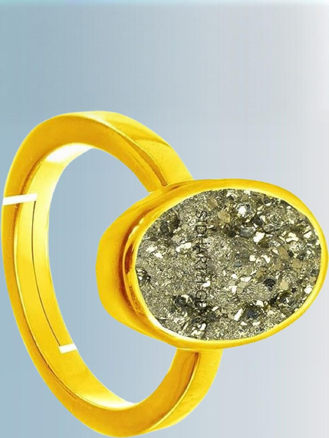 Sidharth Gems 13.25 Ratti 12.00 Crt Pyrite Stone Gold Plated Ring