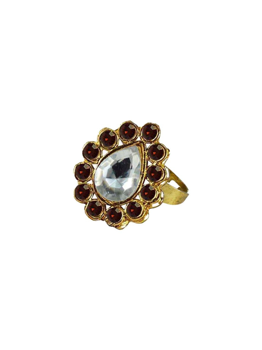 Gold Plated Multicolour Stone Studded Ring