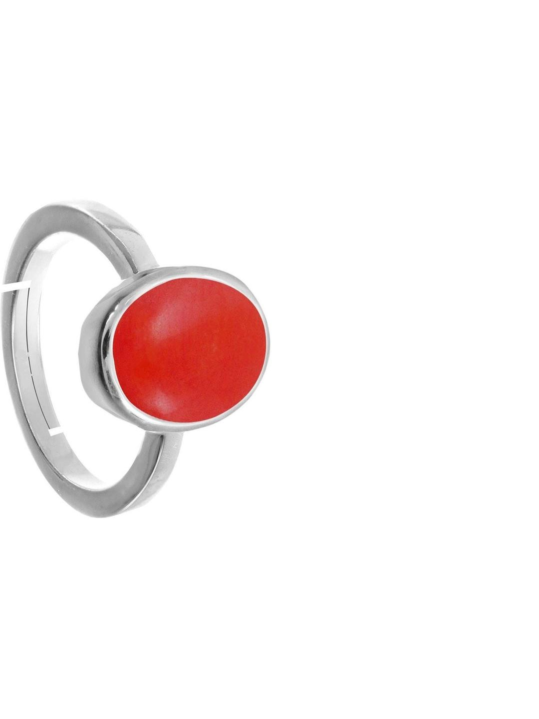 Sidharth Gems 5.25 KT Coral Moonga Stone Panchdhatu Adjustable Ring