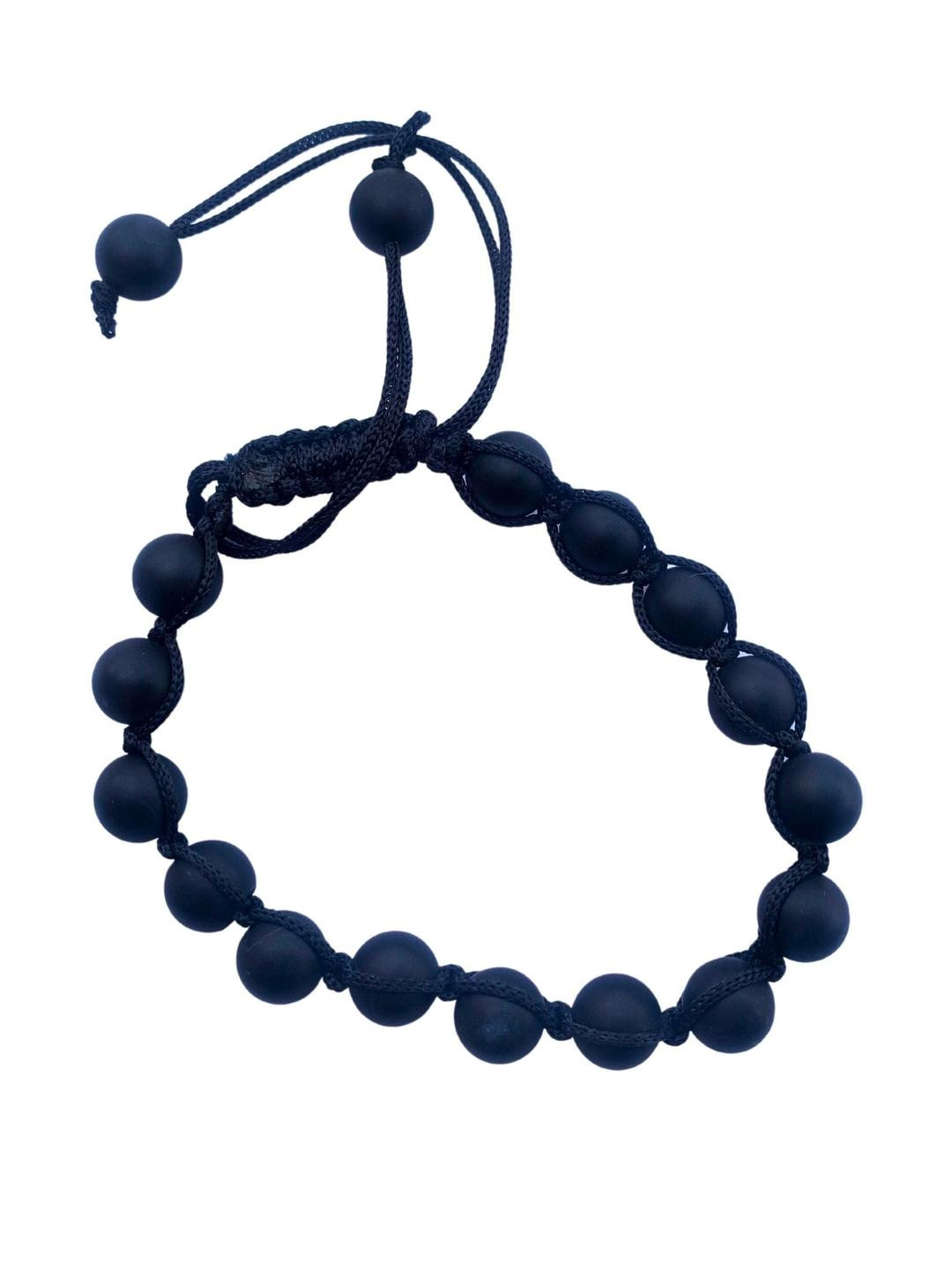 Apnisanskriti Unisex Black Onyx Matt Designer Stone Bracelet