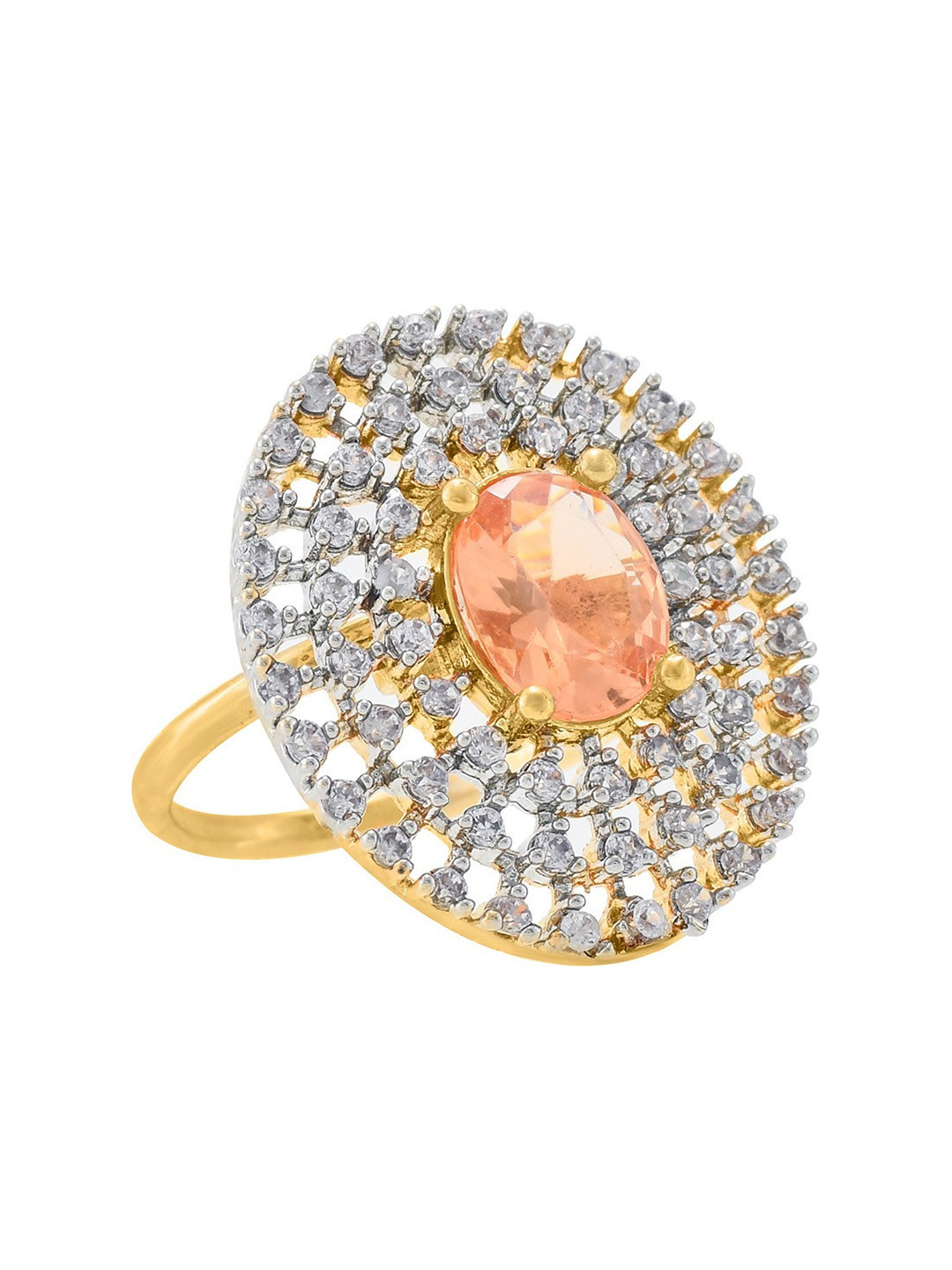 CHARMS Charms Partywear Designer Collection Alloy Cubic Zirconia Gold Plated Ring