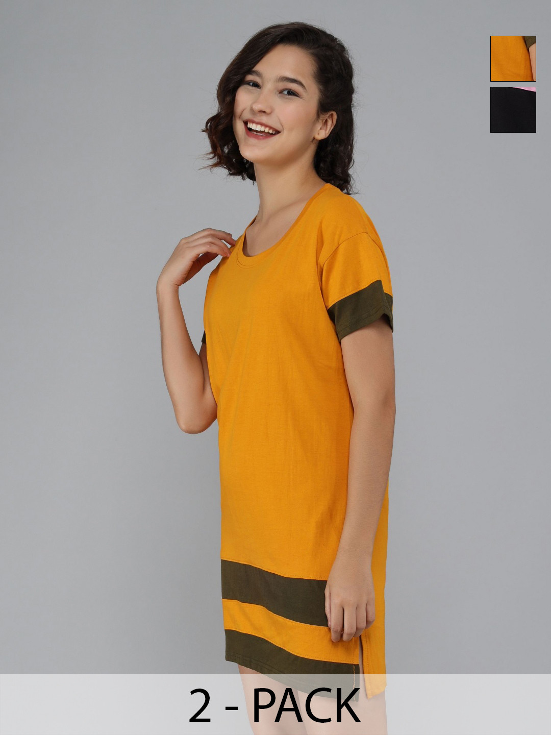 Christy World Women Pack of 2 Colourblocked Print T-shirt