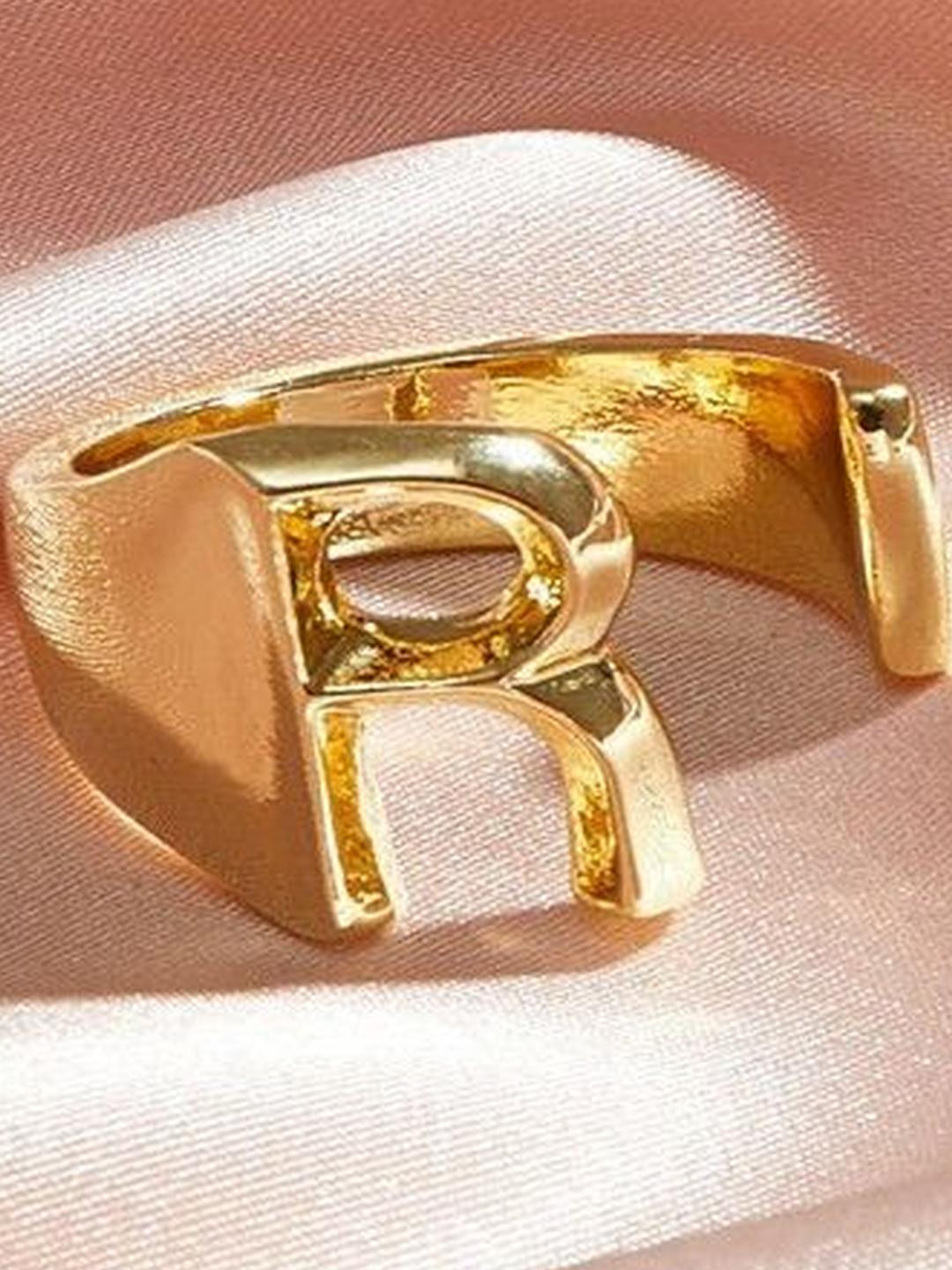 Arzonai Gold Adjustable Statement Finger Ring