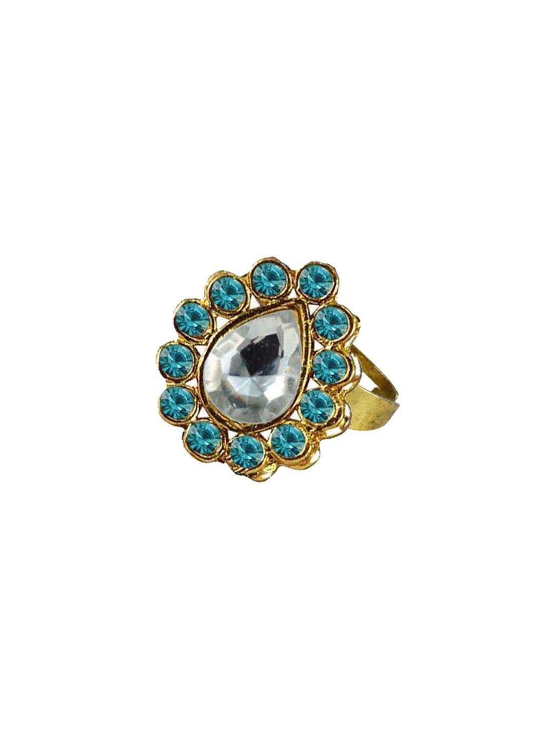Gold Plated Multicolour Stone Studded Ring