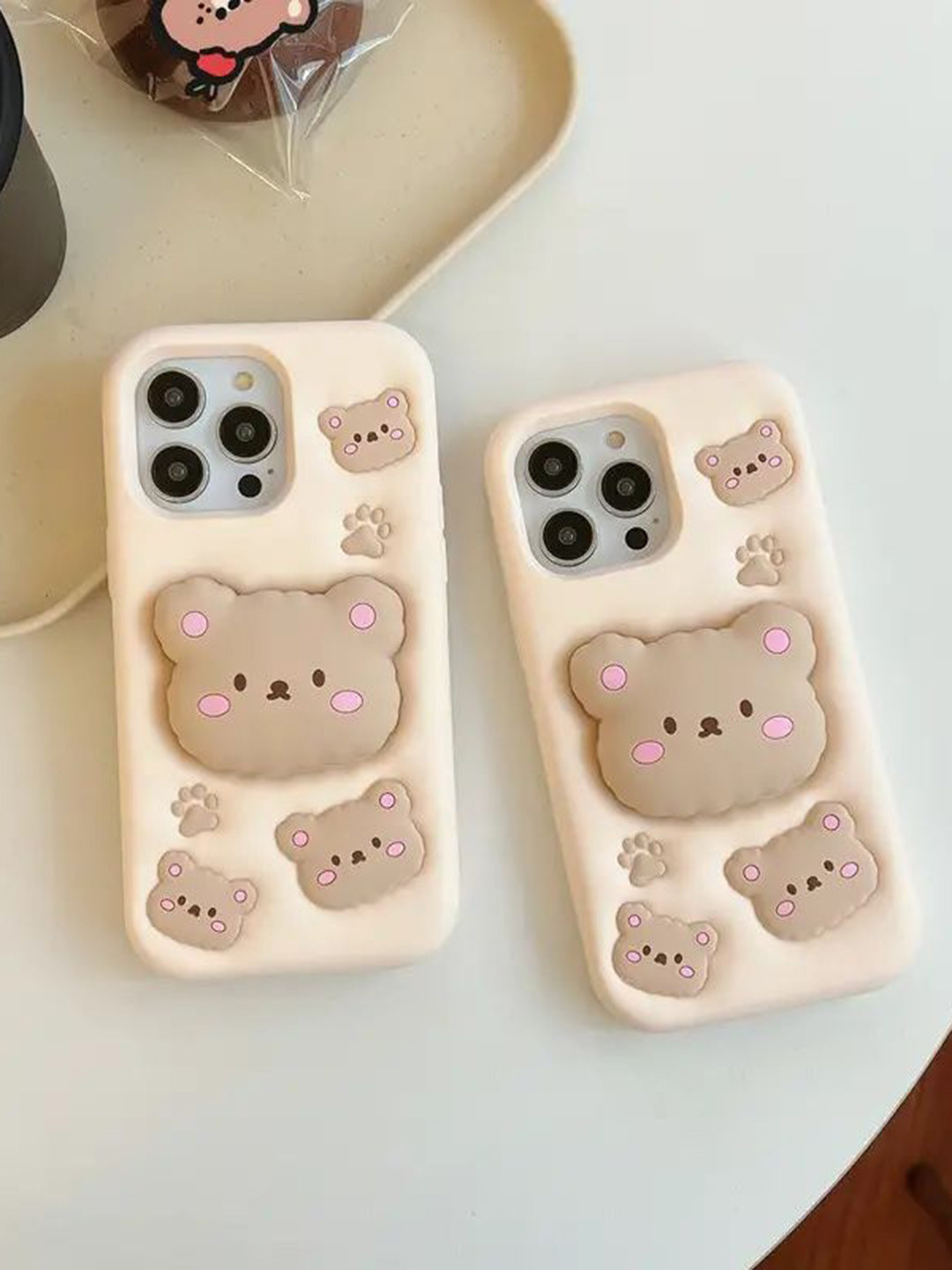 CASE CREATION Women Teddy Bear 3D Cartoon iPhone 14 Pro Max Bumper Case