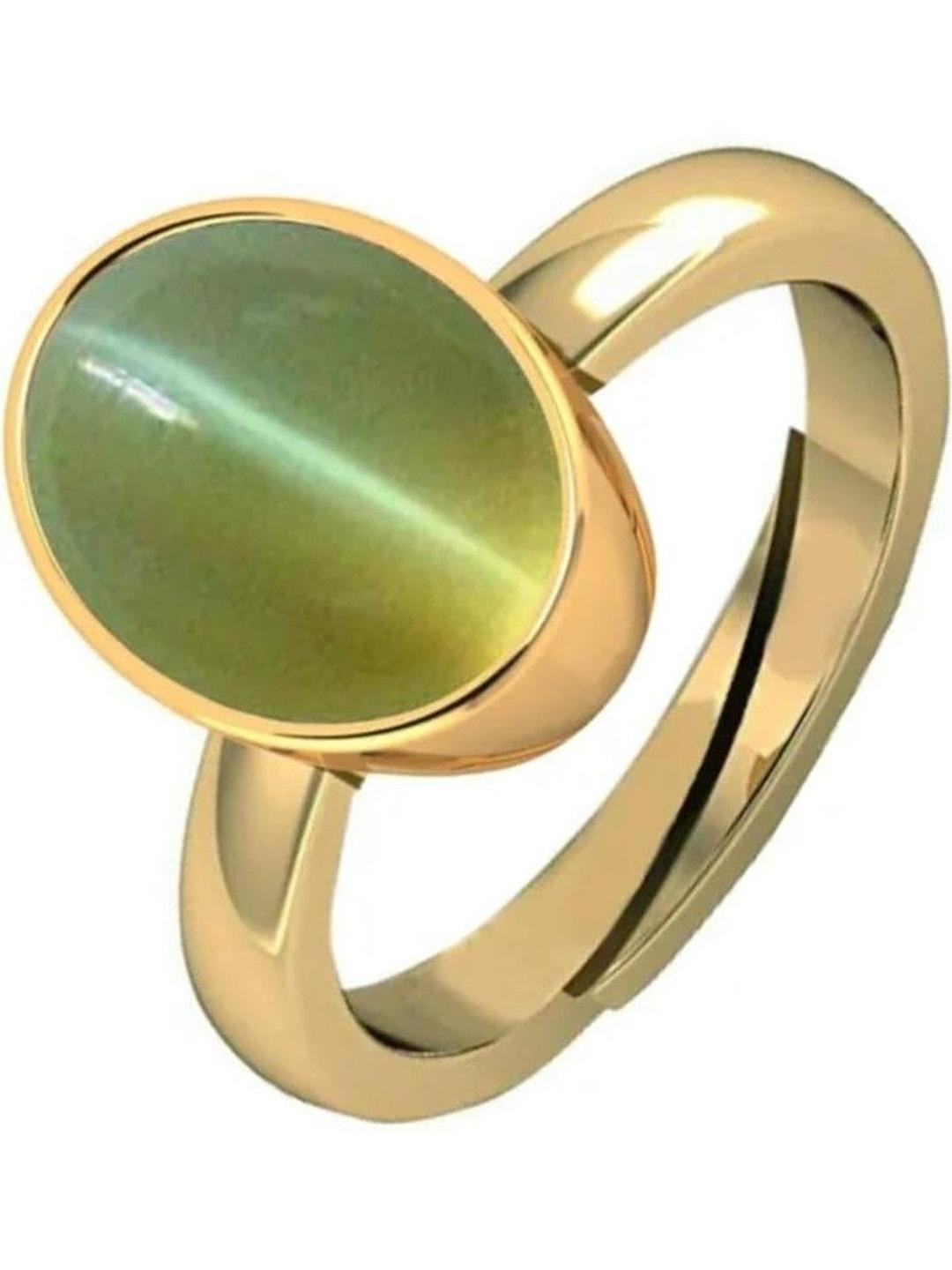 Sidharth Gems Brass Cat's Eye Gold Plated Ring
