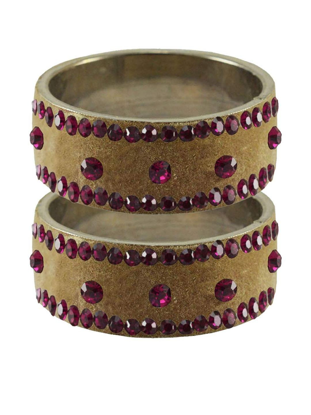 Vidhya Kangan Dark Cream Stone Stud Brass Bangle