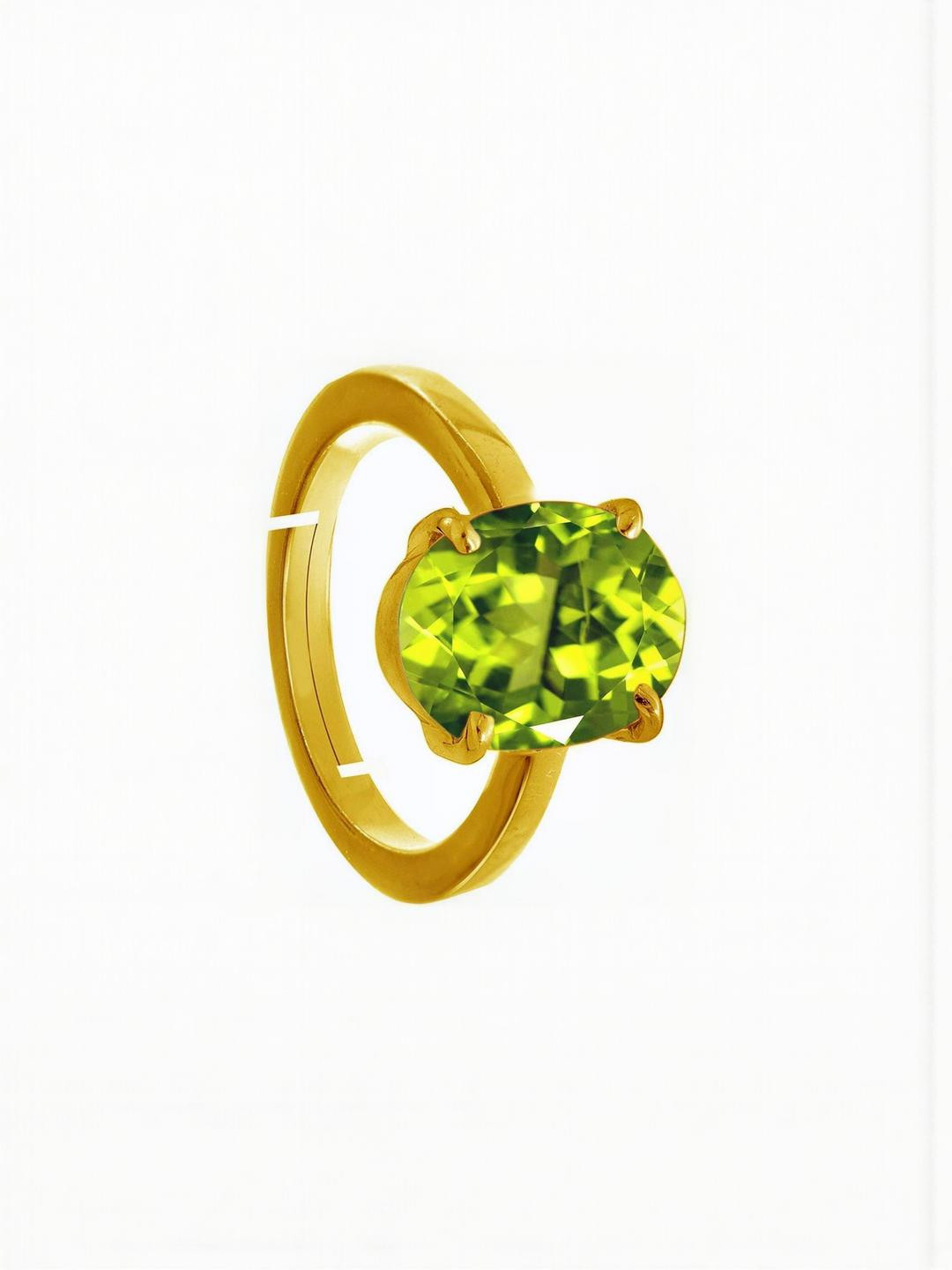 Sidharth Gems 9.25 Ratti 8.35 KT Green Peridot Gold Metal Adjustable Brass Ring